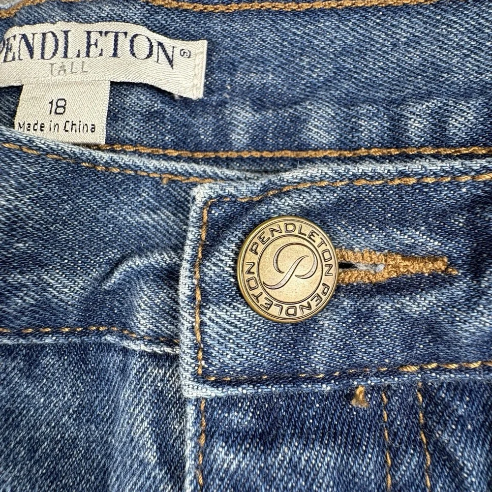 Pendleton Jeans Womens 18 Tall‎ 37x36 Blue Straight Distressed Americana Classic